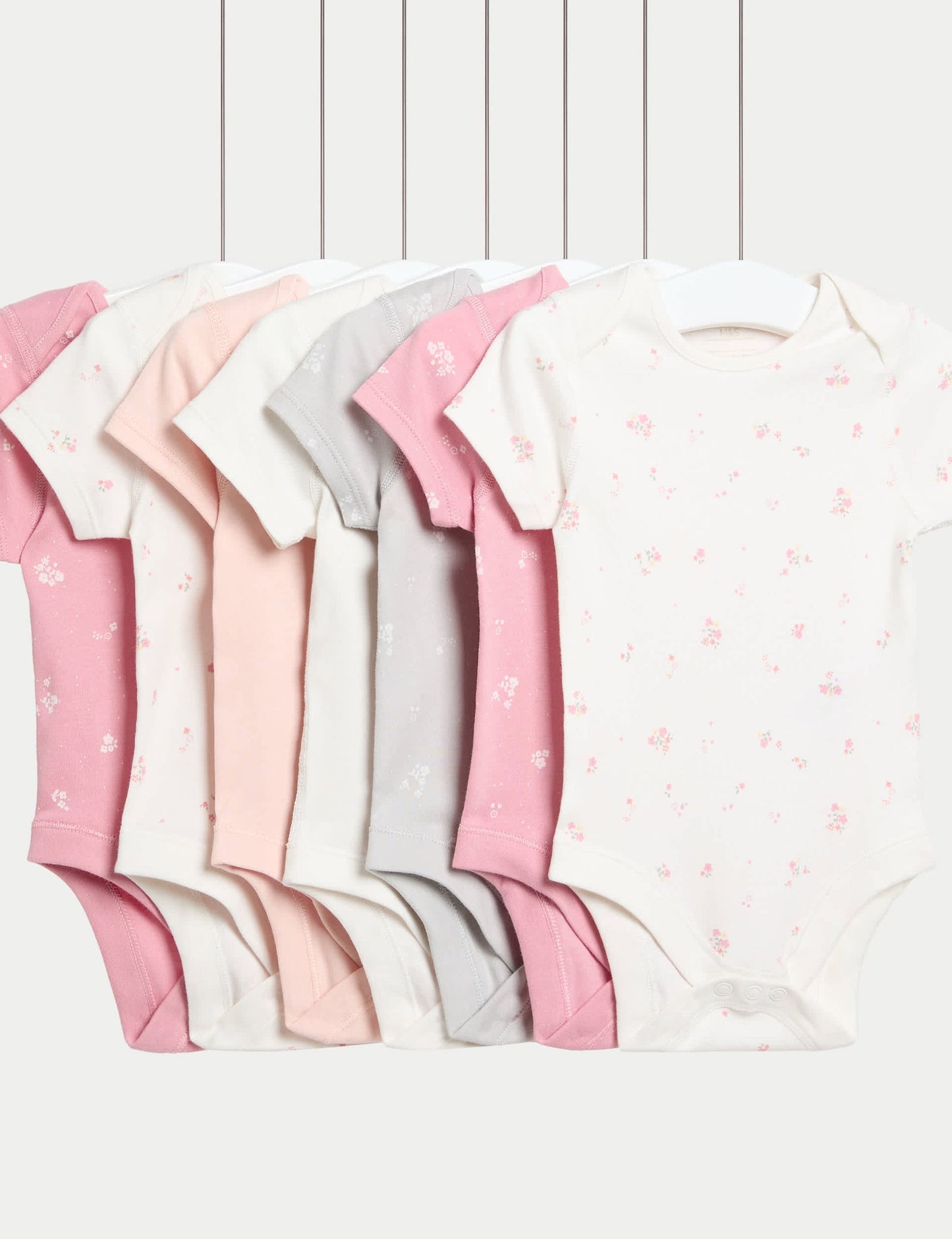 7'li Saf Pamuklu Çiçekli Bodysuit Seti (5-3 Yaş)