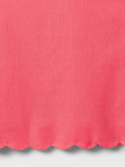 Pembe Keten Karışımlı Fırfırlı Bluz