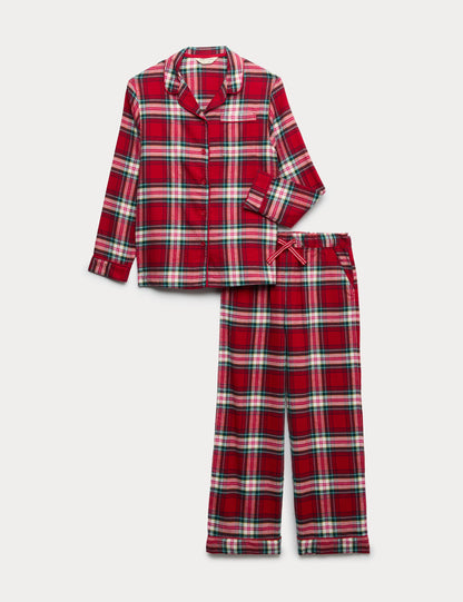 Ekose Desenli Uzun Kollu Pijama Takımı