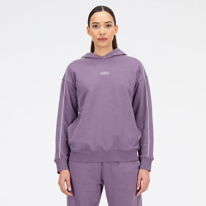 New Balance Essentials French Terry Oversize Kadın Mor Hoodie