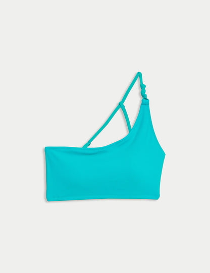 Dokulu Askı Detaylı Tek Omuzlu Bikini Üstü