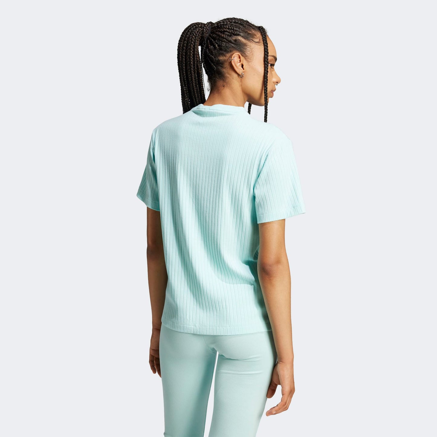 Adidas Essentials Wide Rib Kadın Mavi T-shirt