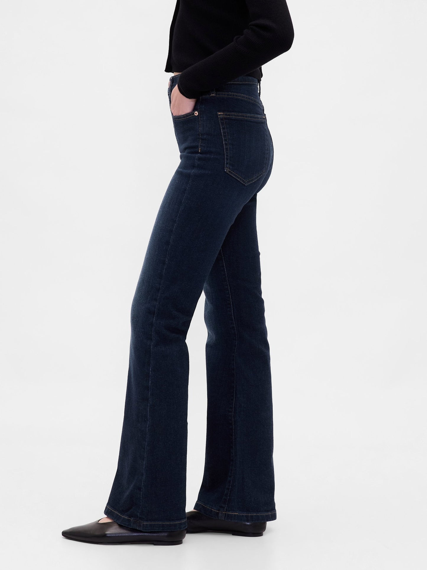 Koyu Mavi High Rise '70s Flare Jean Pantolon