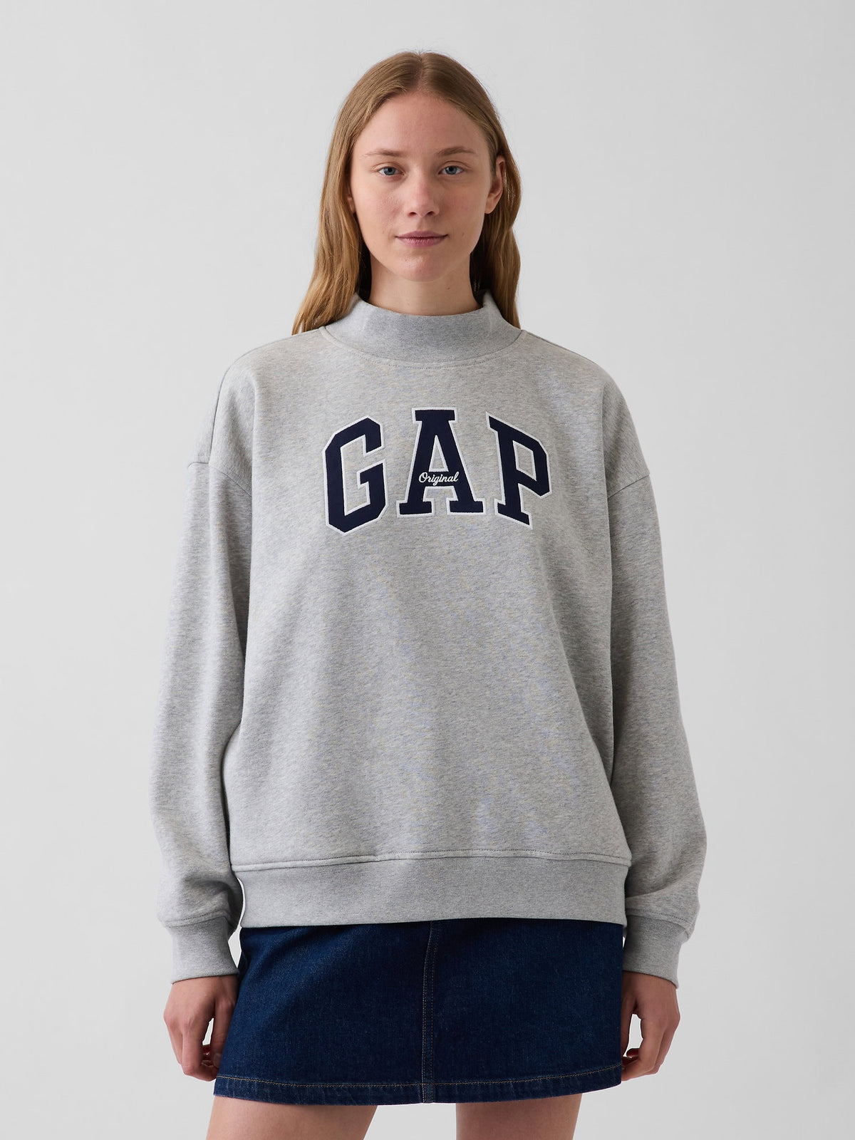 Gri Vintagesoft Oversized Mockneck Logo Sweatshirt