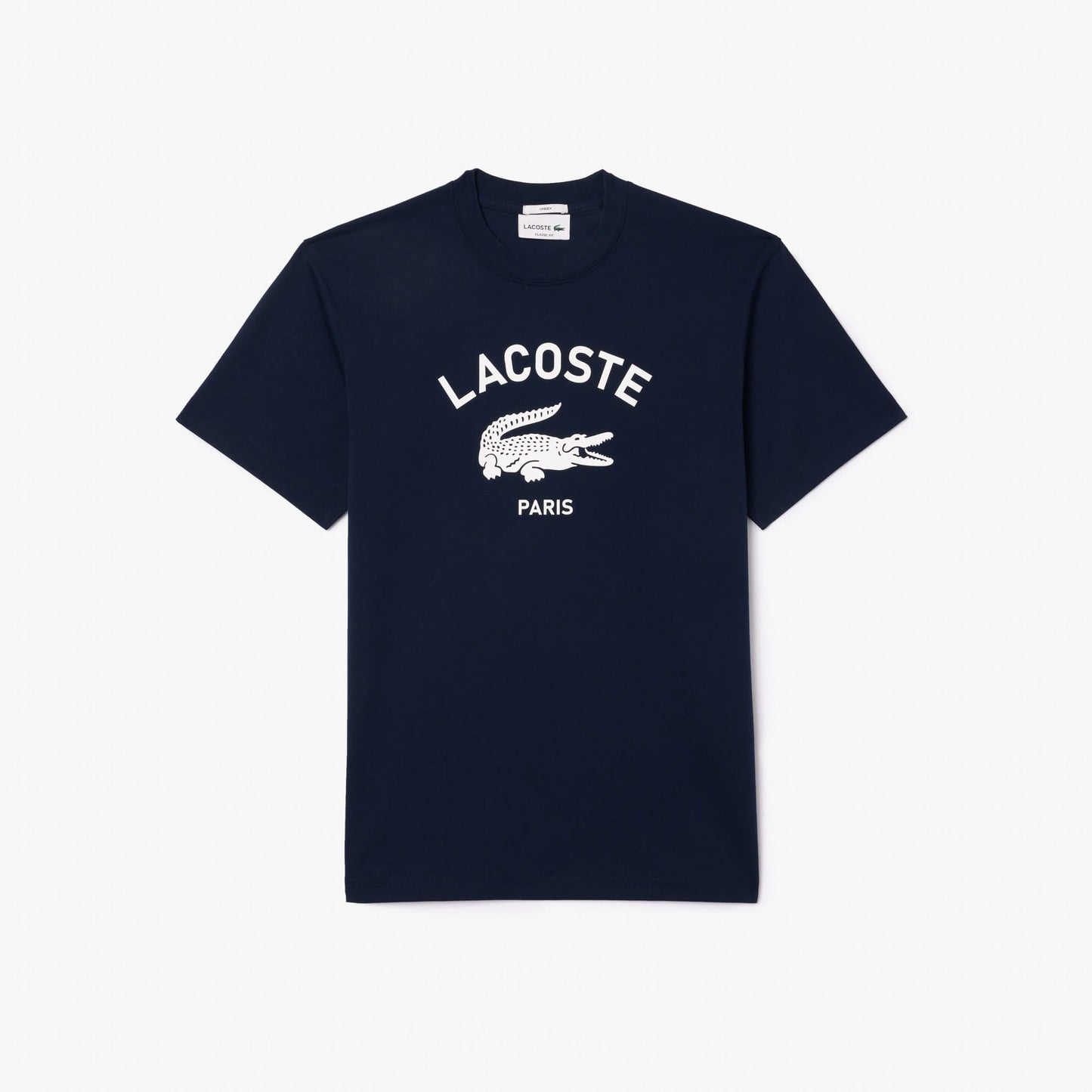 Lacoste Unisex Bisiklet Yaka Baskılı Lacivert T-shirt