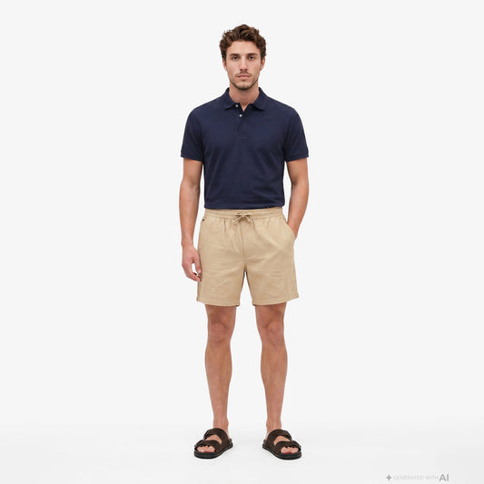 Tommy Hilfiger Erkek Bej Keten Şort