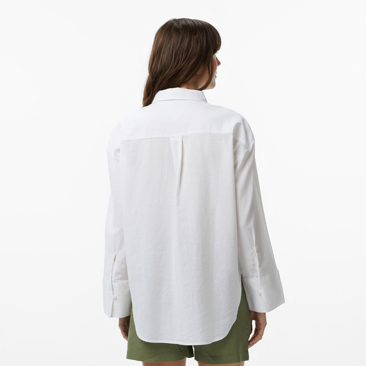 Tommy Hilfiger Cover Up Kadın Beyaz Crop Keten Gömlek