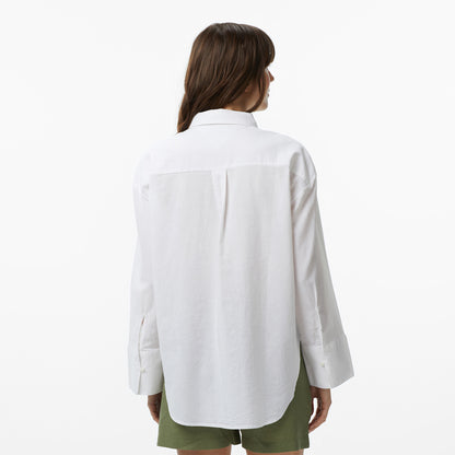 Tommy Hilfiger Cover Up Kadın Beyaz Crop Keten Gömlek