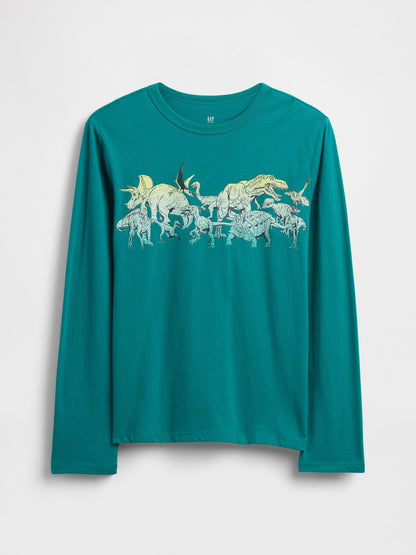 Yeşil Grafik Baskılı T-shirt