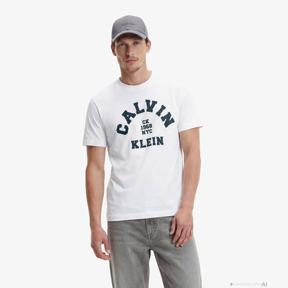 Calvin Klein 20s College Graphic Erkek Beyaz T-shirt