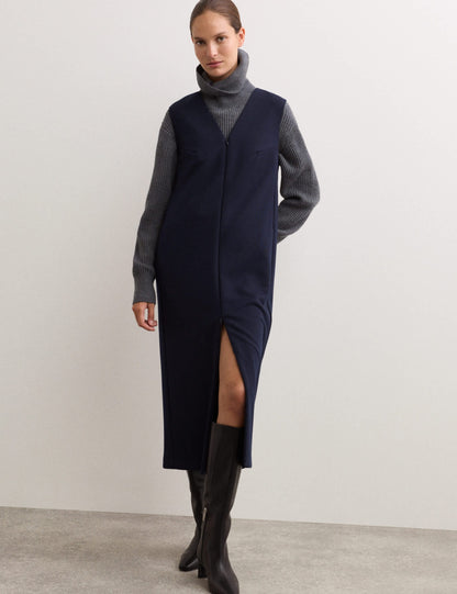 Derin V Yaka Jersey Midi Elbise