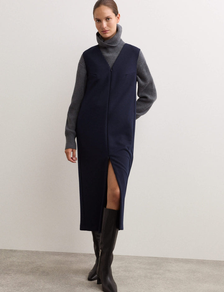 Derin V Yaka Jersey Midi Elbise