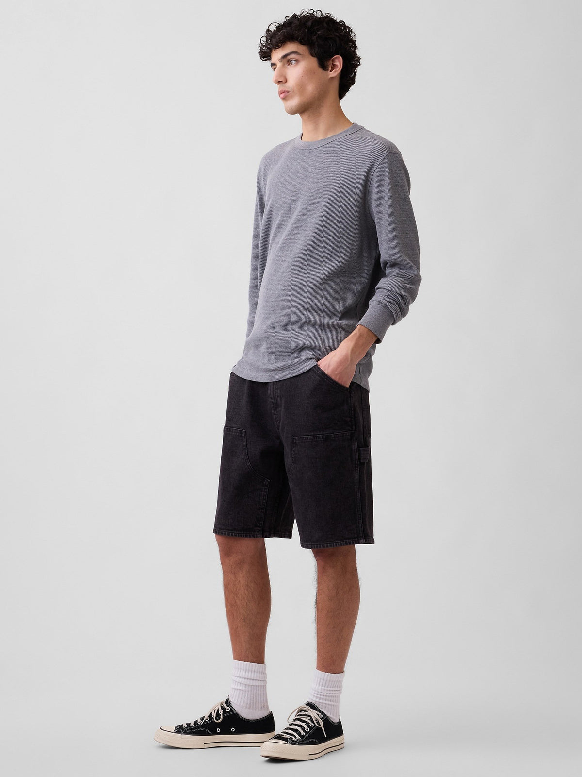 Siyah 9 Denim Carpenter Şort