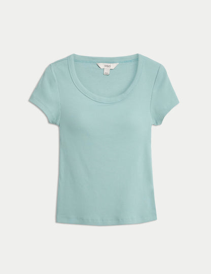 Pamuklu Doku Gizli Sütyen Destekli T-shirt