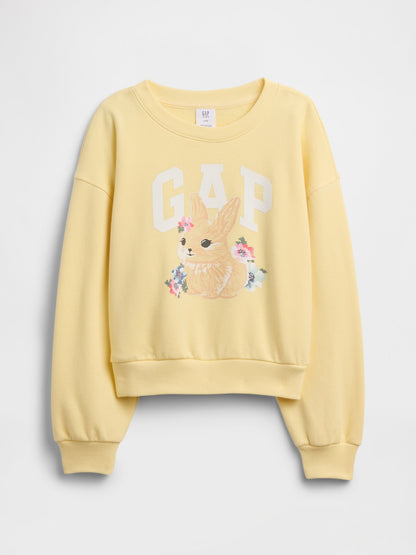 Sarı Oversized Wedge Grafik Baskılı Sweatshirt