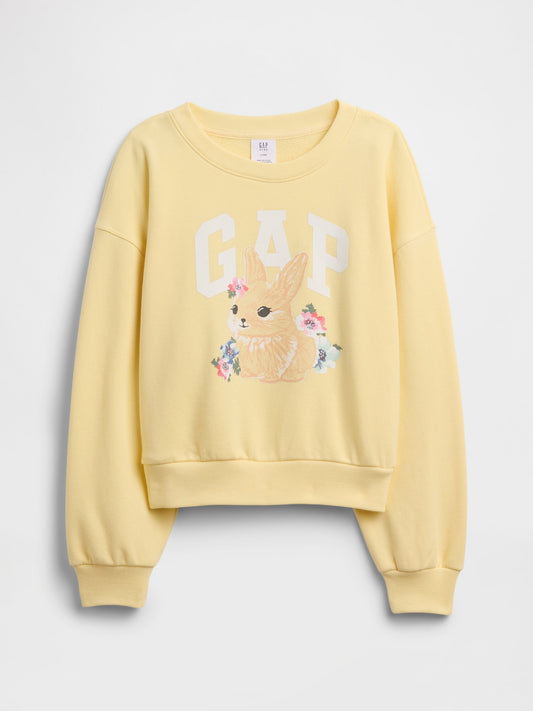 Sarı Oversized Wedge Grafik Baskılı Sweatshirt