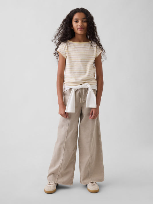 Bej Twill Baggy Pantolon