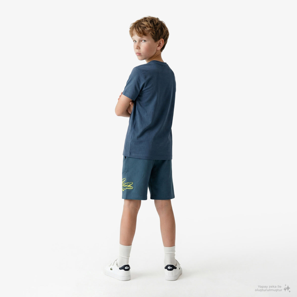 Lacoste Çocuk Bisiklet Yaka Baskılı Lacivert T-shirt