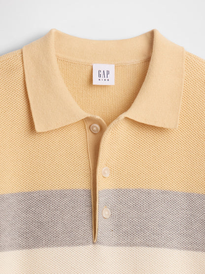 Sarı Relaxed Stripe Polo Triko T-shirt
