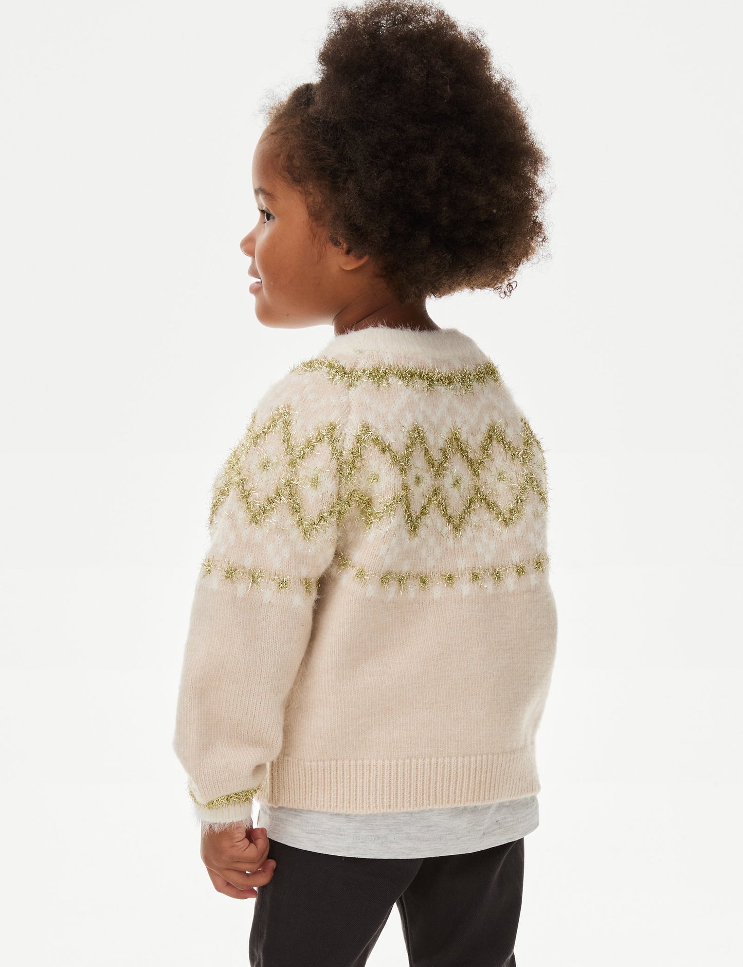 Işıltılı Fair Isle Desenli Kazak (1-8 Yaş)