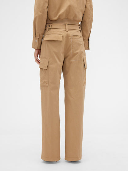 Bej Gap × Victoria Beckham High Rise Kargo Pantolon