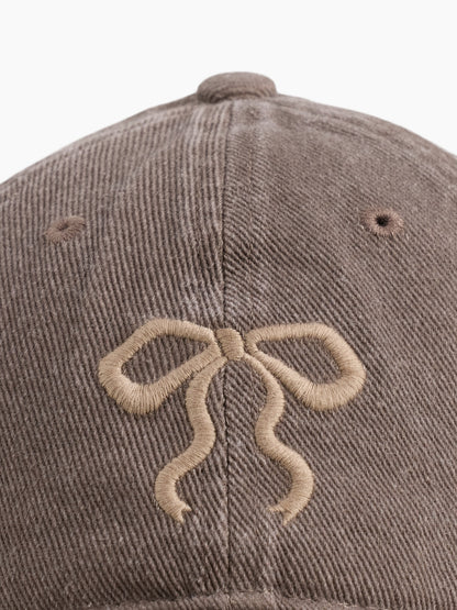 Kahverengi Denim Bow Baseball Şapka