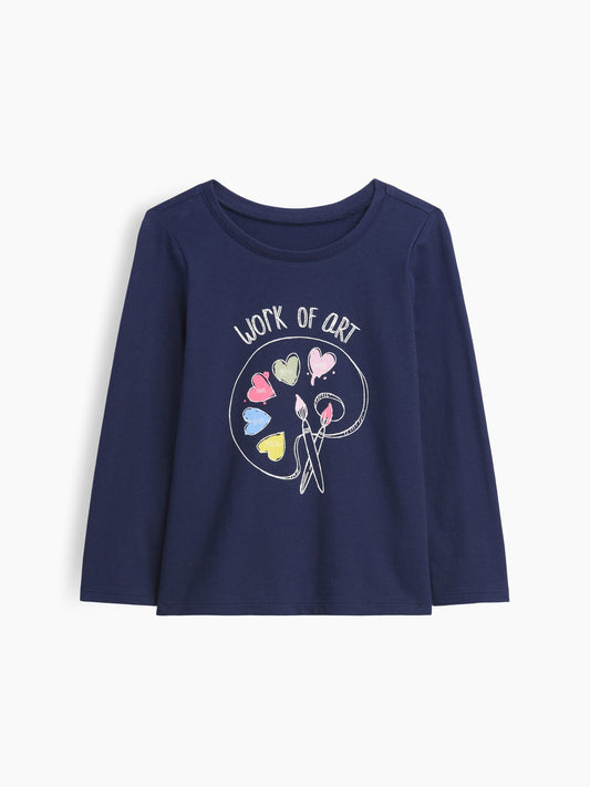 Lacivert Grafik Baskılı T-shirt