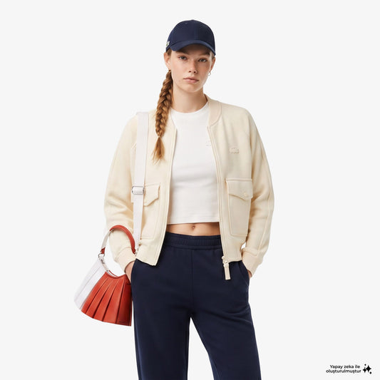 House Of Superstep X Lacoste Kapsul Koleksiyon Kadın Bej Sweatshirt