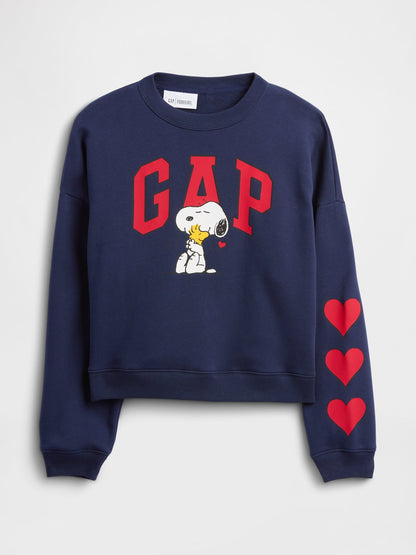 Lacivert Peanuts Oversized Wedge Gap Logo Sweatshirt