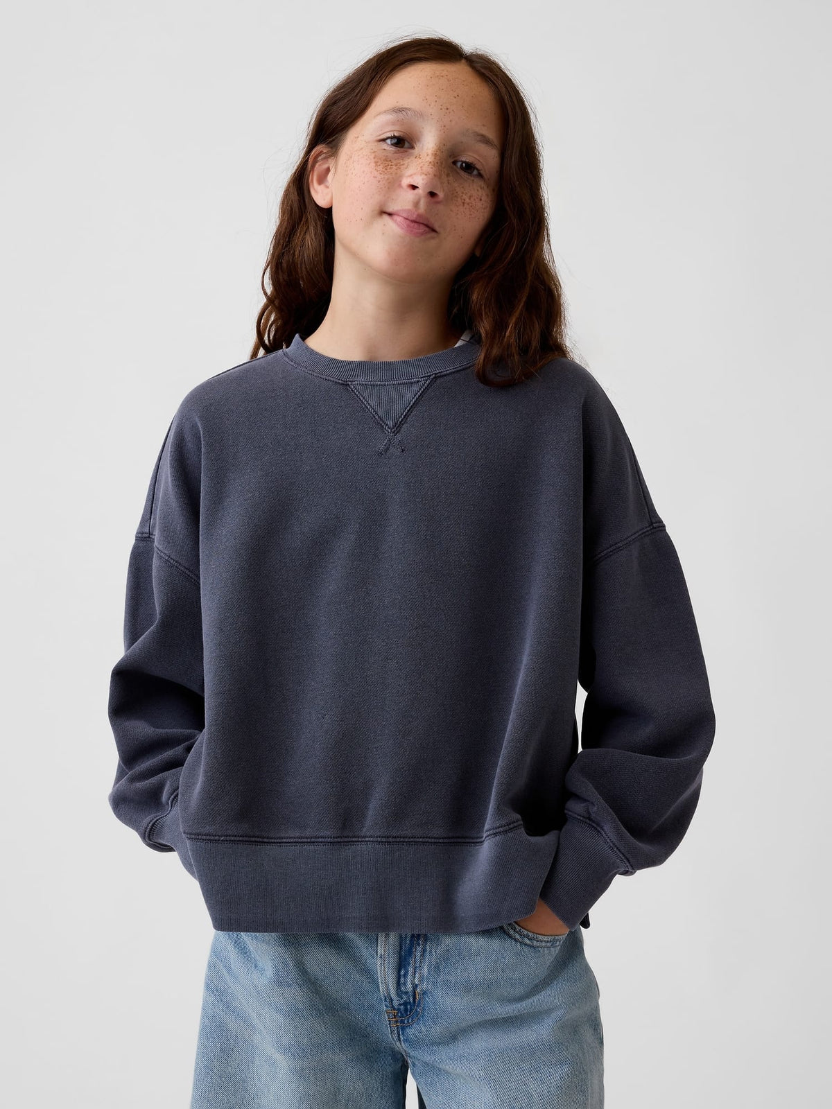 Koyu Gri Vintagesoft Oversized Split Hem Sweatshirt