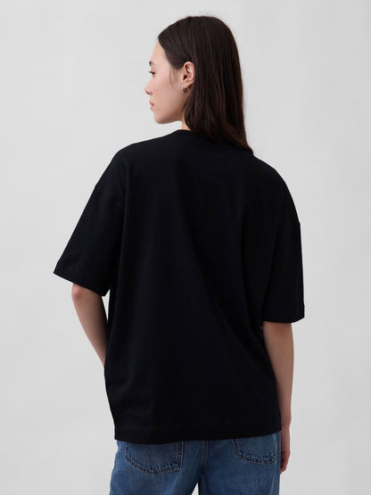 Siyah Organik Pamuk Vintagesoft Athletic Logo Tunik T-shirt