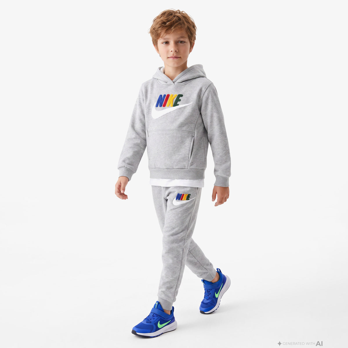 Nike Club Chenille Pullover Çocuk Gri Sweatshirt