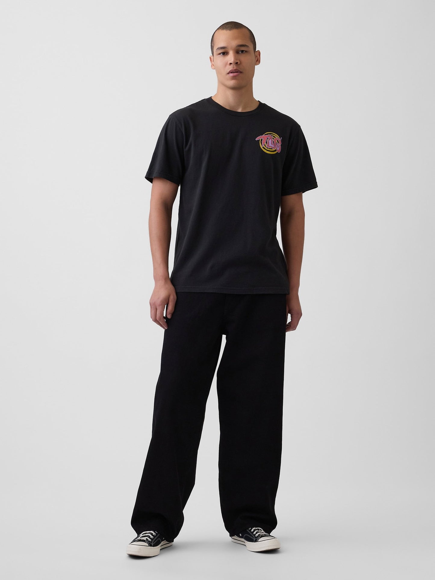 Siyah Tlc Relaxed Grafik Baskılı T-shirt