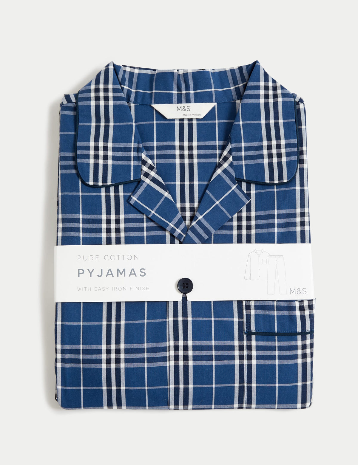 Saf Pamuklu Uzun Kollu Pijama Takımı