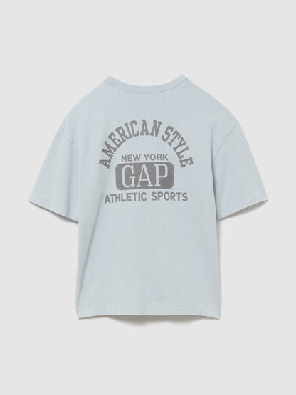 Açık Mavi Heavyweight Gap Logo Relaxed Crop T-shirt