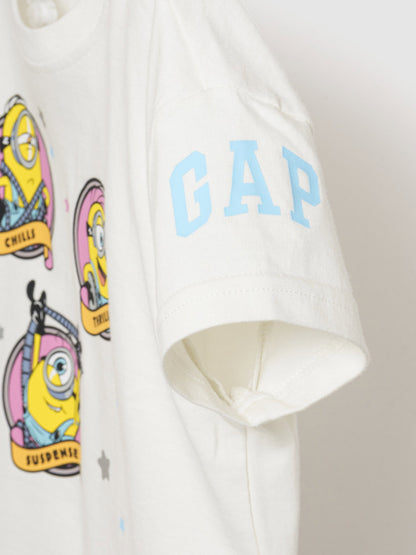 Beyaz Minions Grafik Baskılı T-shirt