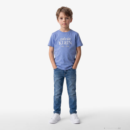 Calvin Klein Logo Çocuk Mavi T-shirt