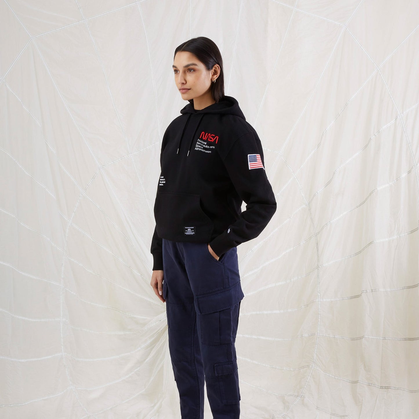 Alpha Industries Nasa Erkek Siyah Hoodie