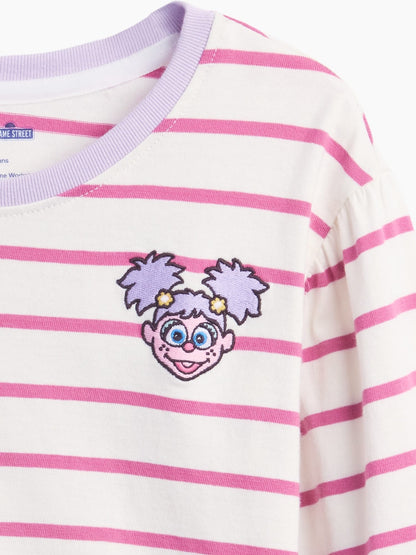 Lila Sesame Street Çizgili T-shirt