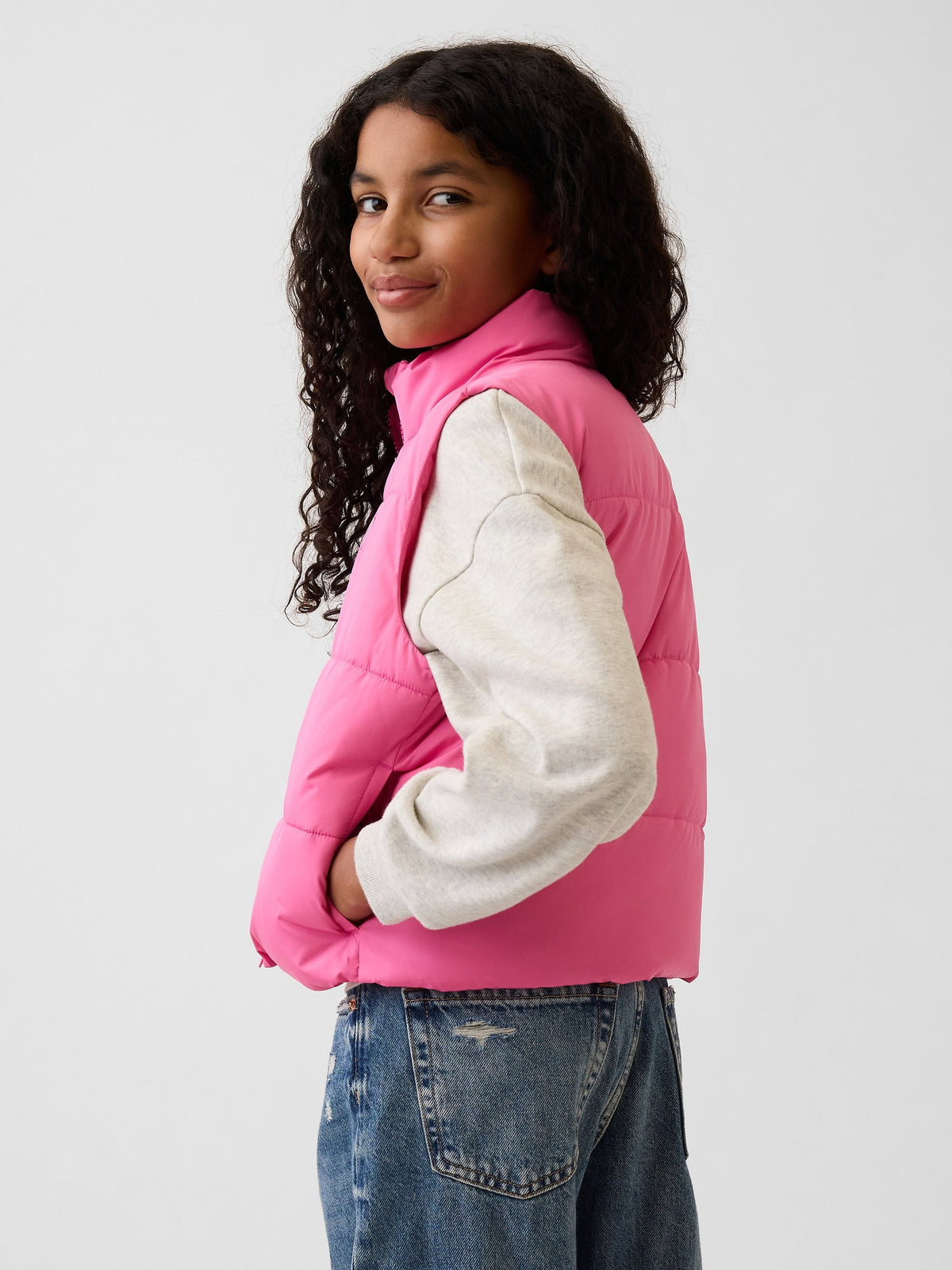Pembe Relaxed Puffer Şişme Yelek
