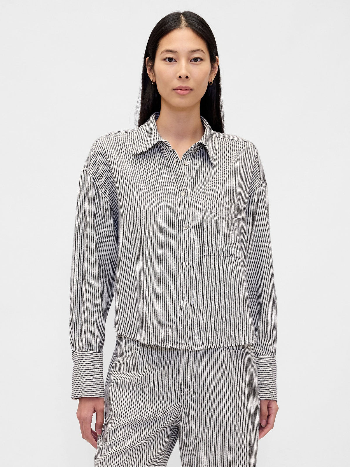 Beyaz Keten Karışımı Oversized Gömlek