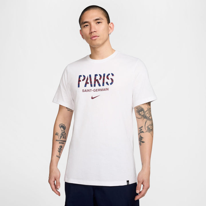 Nike Paris Saint Germain Wordmark Erkek Beyaz T-shirt