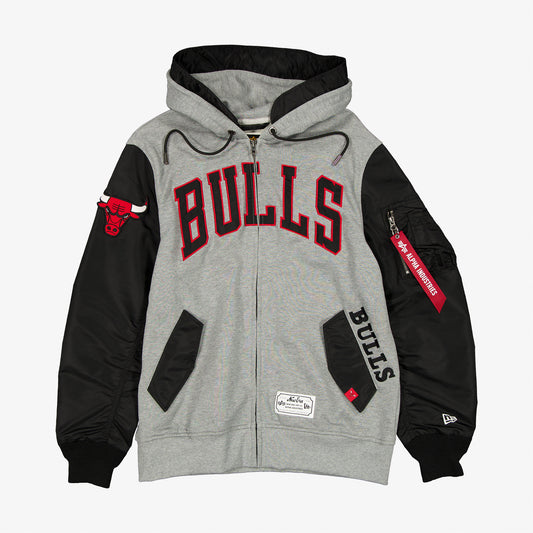 Alpha Industries X Chicago Bulls Gray Ma-1 Unisex Gri Fermuarlı Ceket