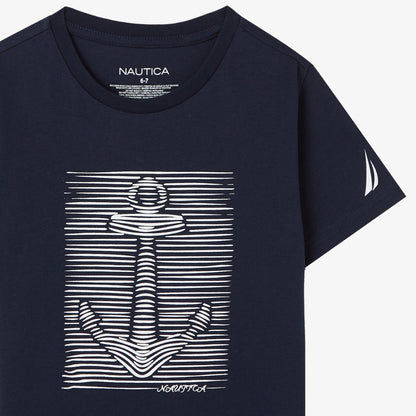 Nautica Erkek Çocuk Lacivert Regular Fit Baskılı T-shirt