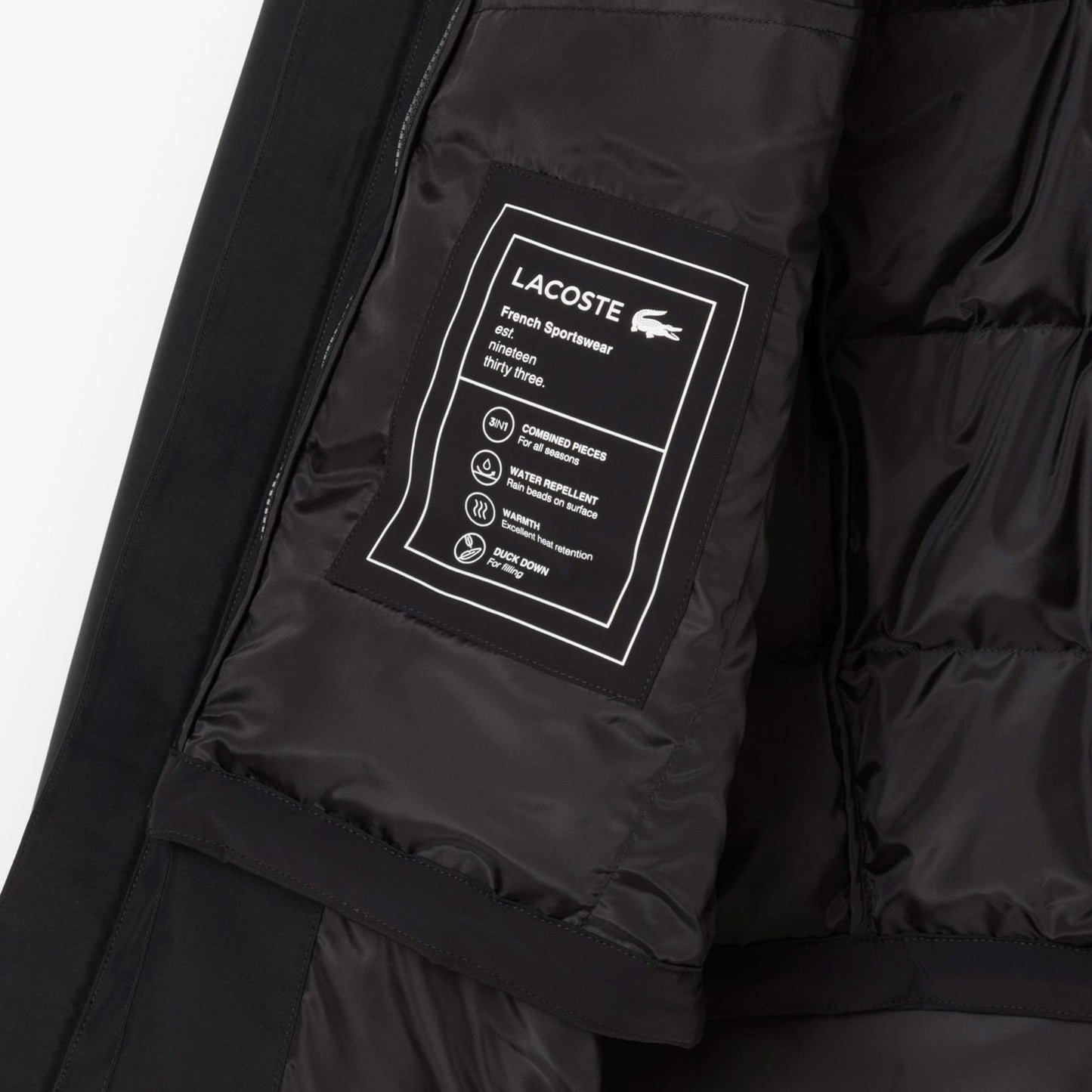 Lacoste Erkek Classic Fit Kapüşonlu Siyah Mont