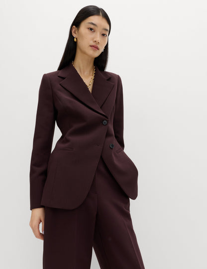 Bel Detaylı Asimetrik Tek Düğmeli Klasik Blazer Ceket
