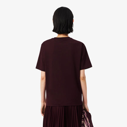Lacoste Relaxed Fit Kadın Bordo T-shirt