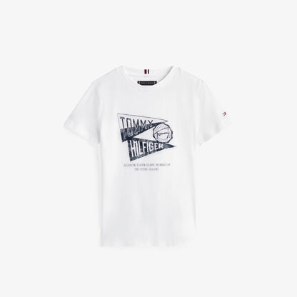 Tommy Hilfiger Textured Graphic Çocuk Beyaz T-shirt