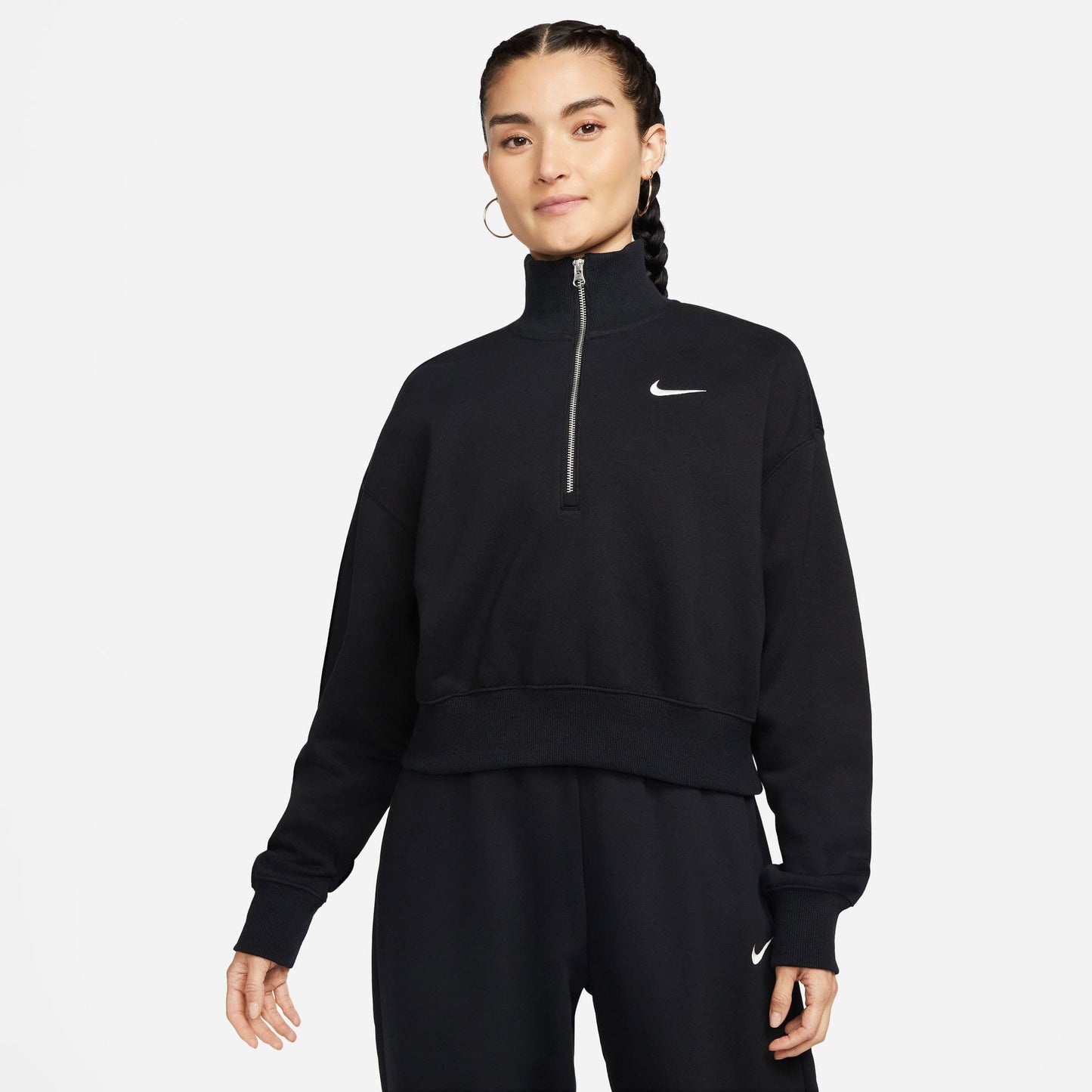 Nike Sportswear Phoenix Fleece Qz Crop Kadın Siyah Sweatshirt