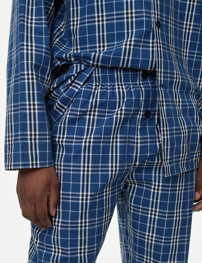 Saf Pamuklu Uzun Kollu Pijama Takımı